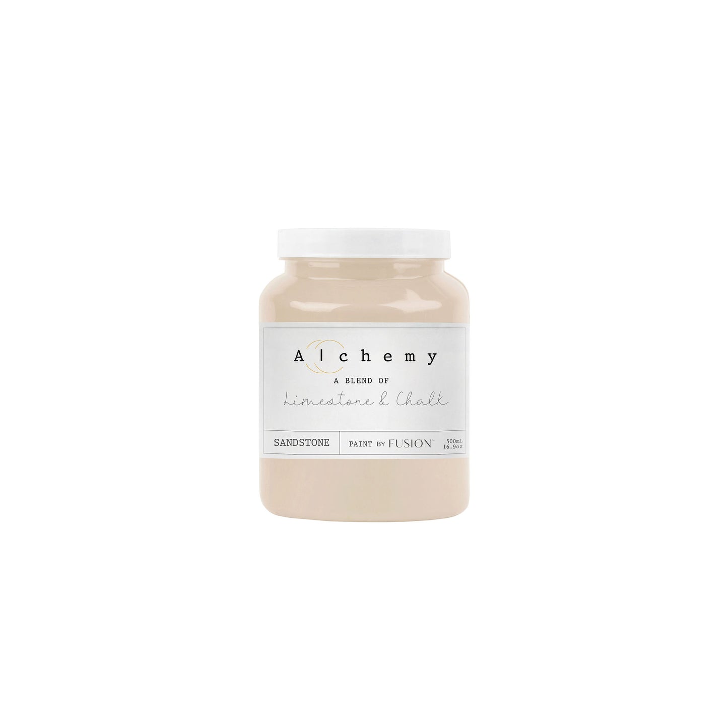 A jar of Alchemy by Fusion chalk paint in Sandstone color.