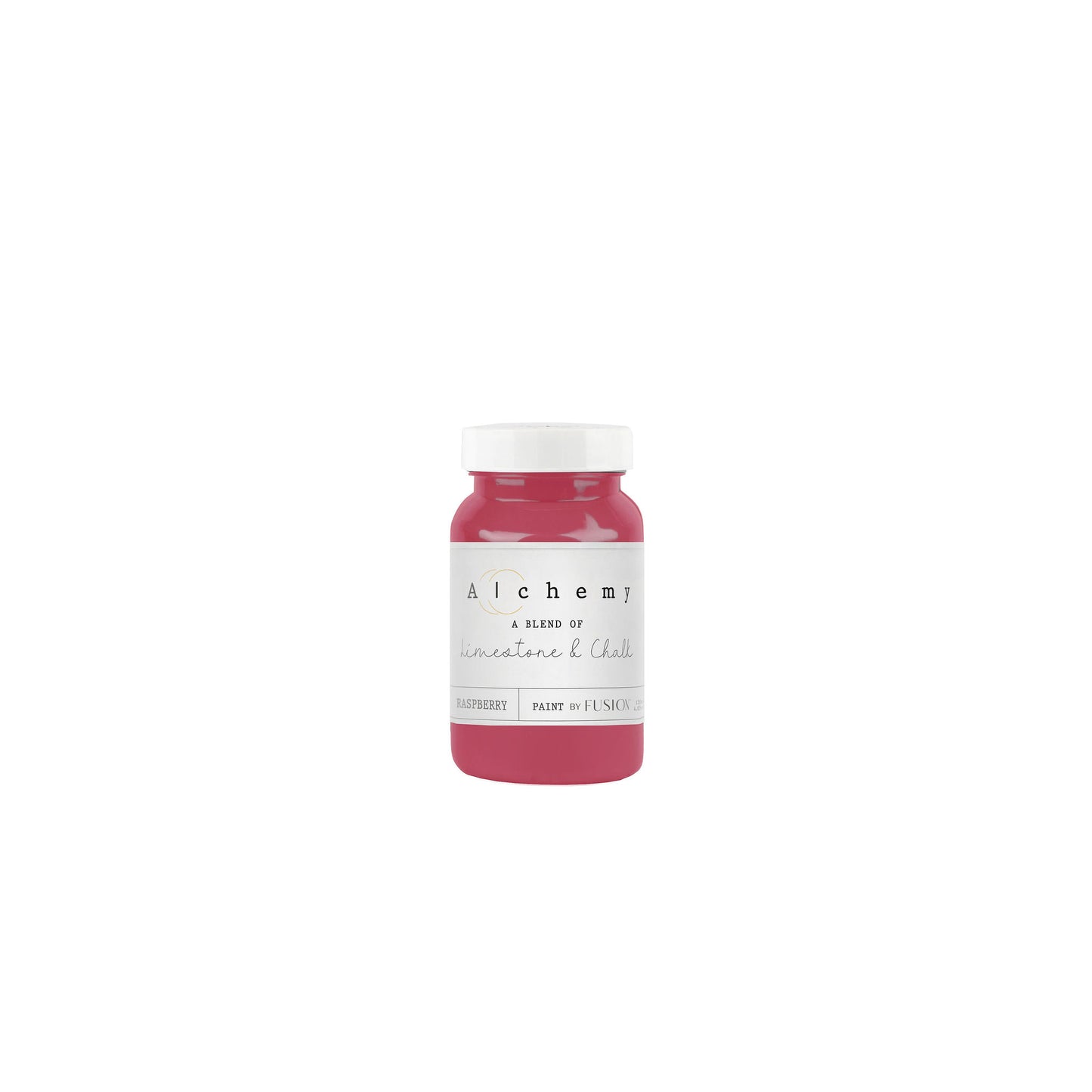 A jar of Alchemy by Fusion chalk paint in Raspberry color.