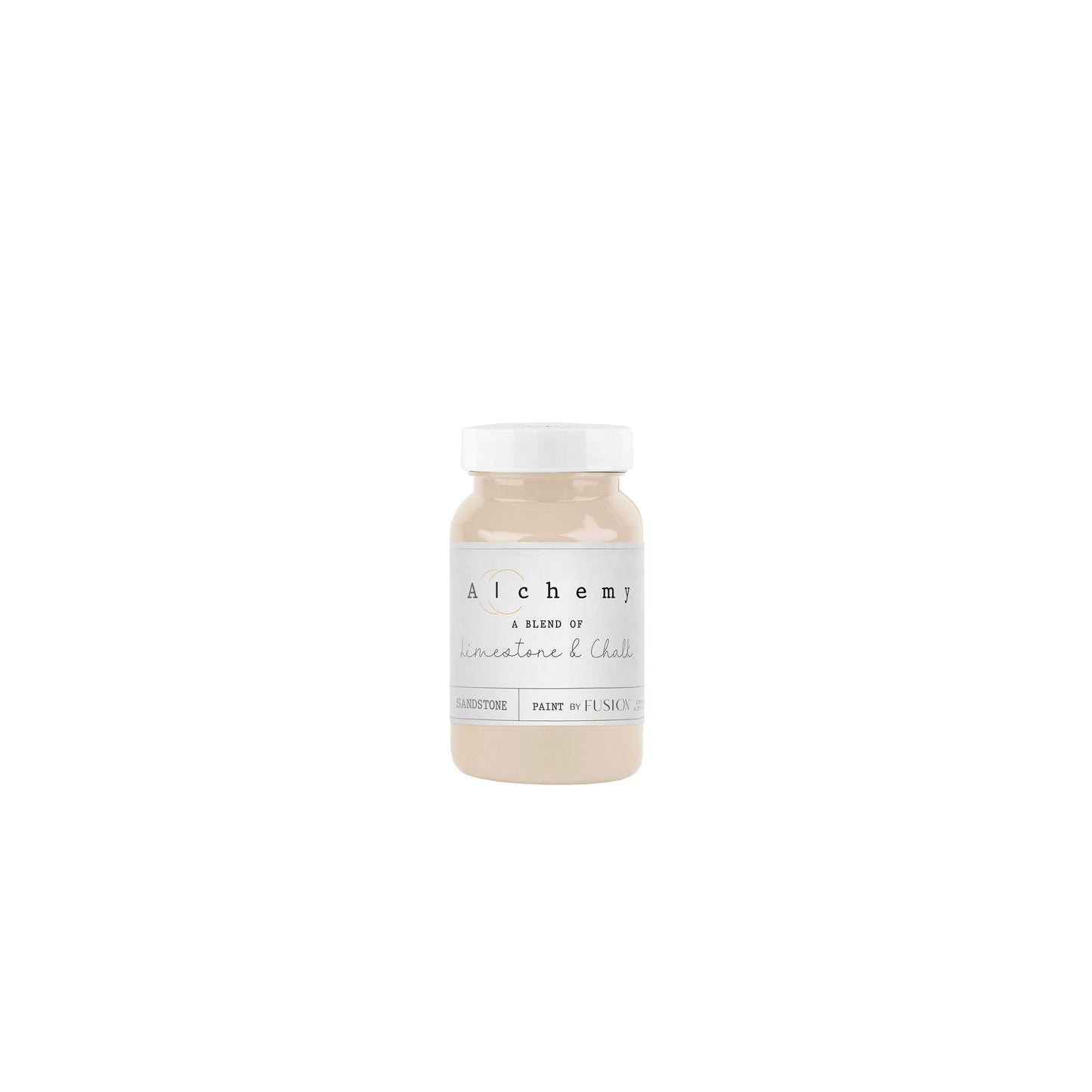 A jar of Alchemy by Fusion chalk paint in Sandstone color.
