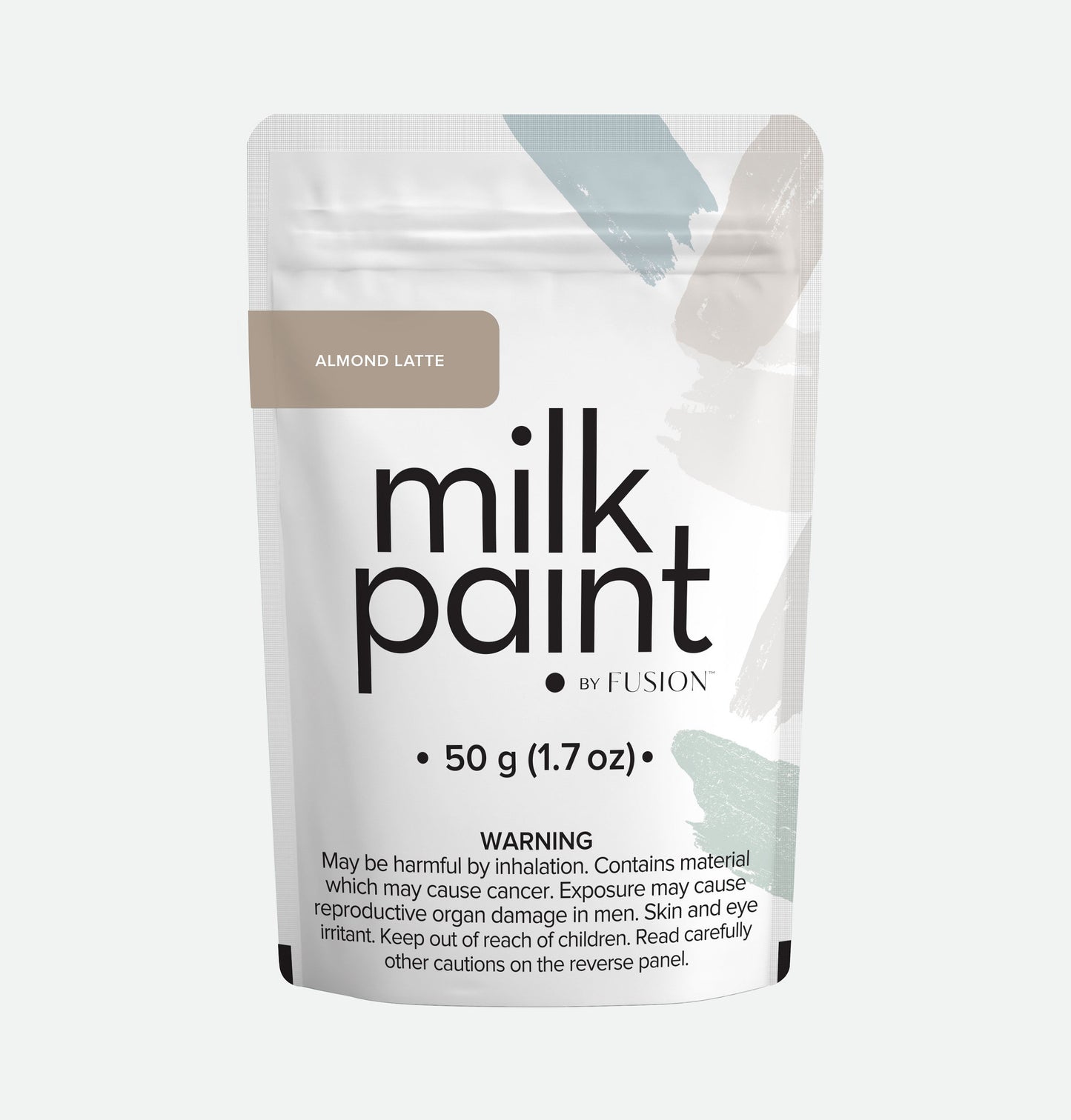 Packaging of milk paint by Fusion with a white background
