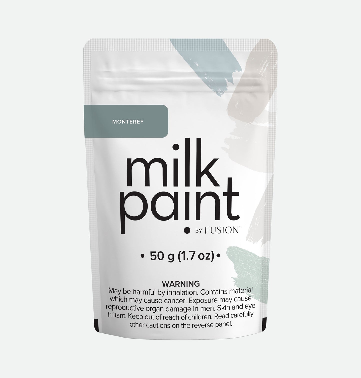 Packaging of milk paint by Fusion on a white background