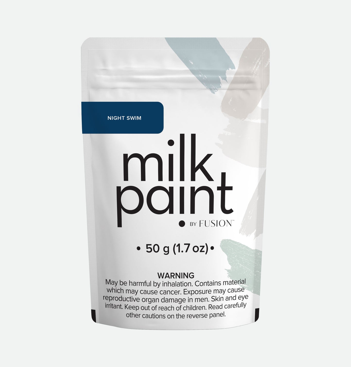 Packaging of milk paint by Fusion with a white background