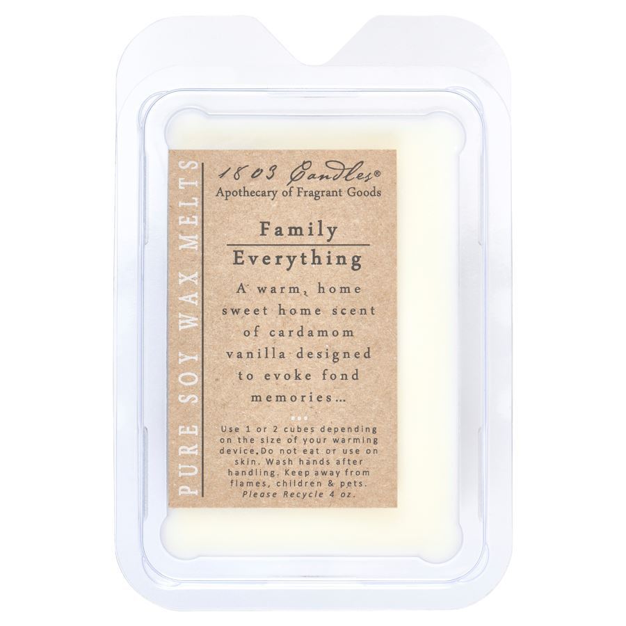 Soy wax melt package with text on a white background