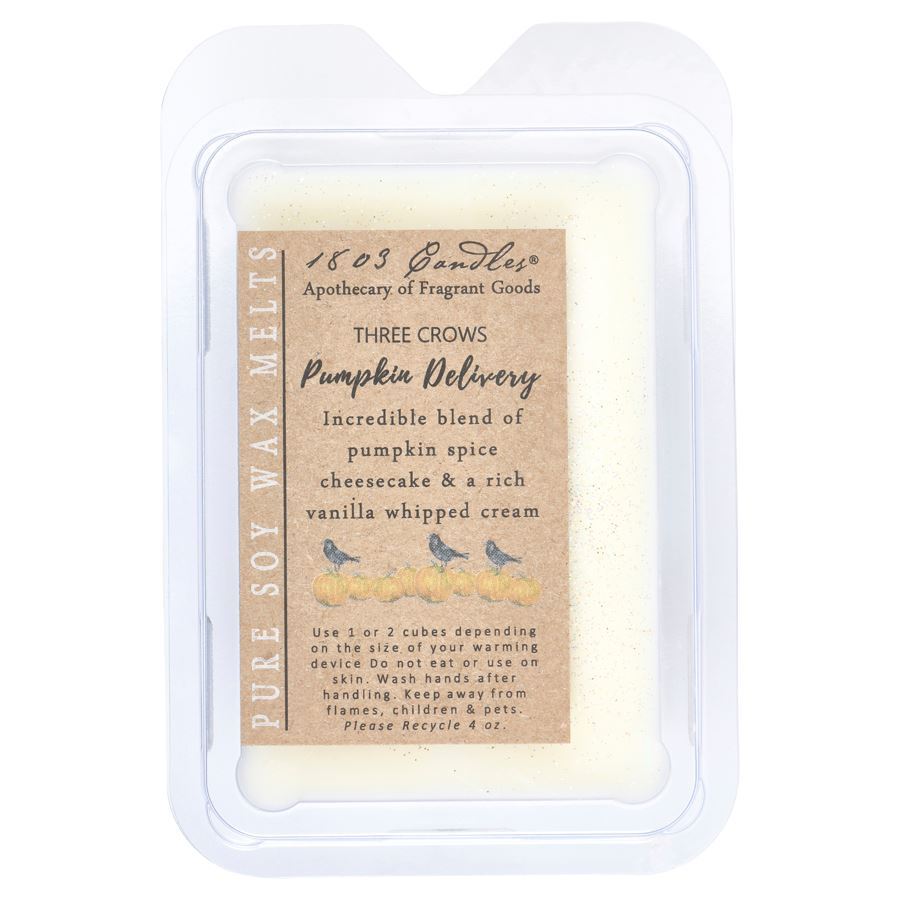 Wax melt package with label on a white background
