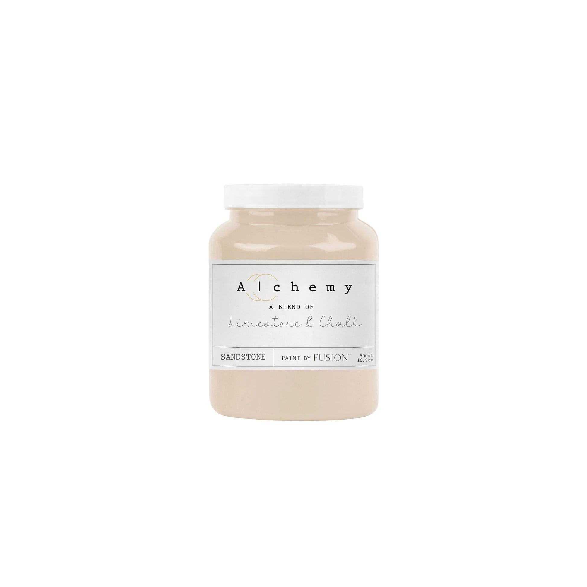 A jar of Alchemy by Fusion chalk paint in Sandstone color.