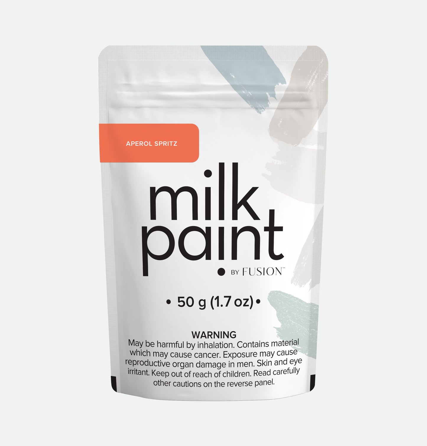 Packaging of milk paint by Fusion on a white background