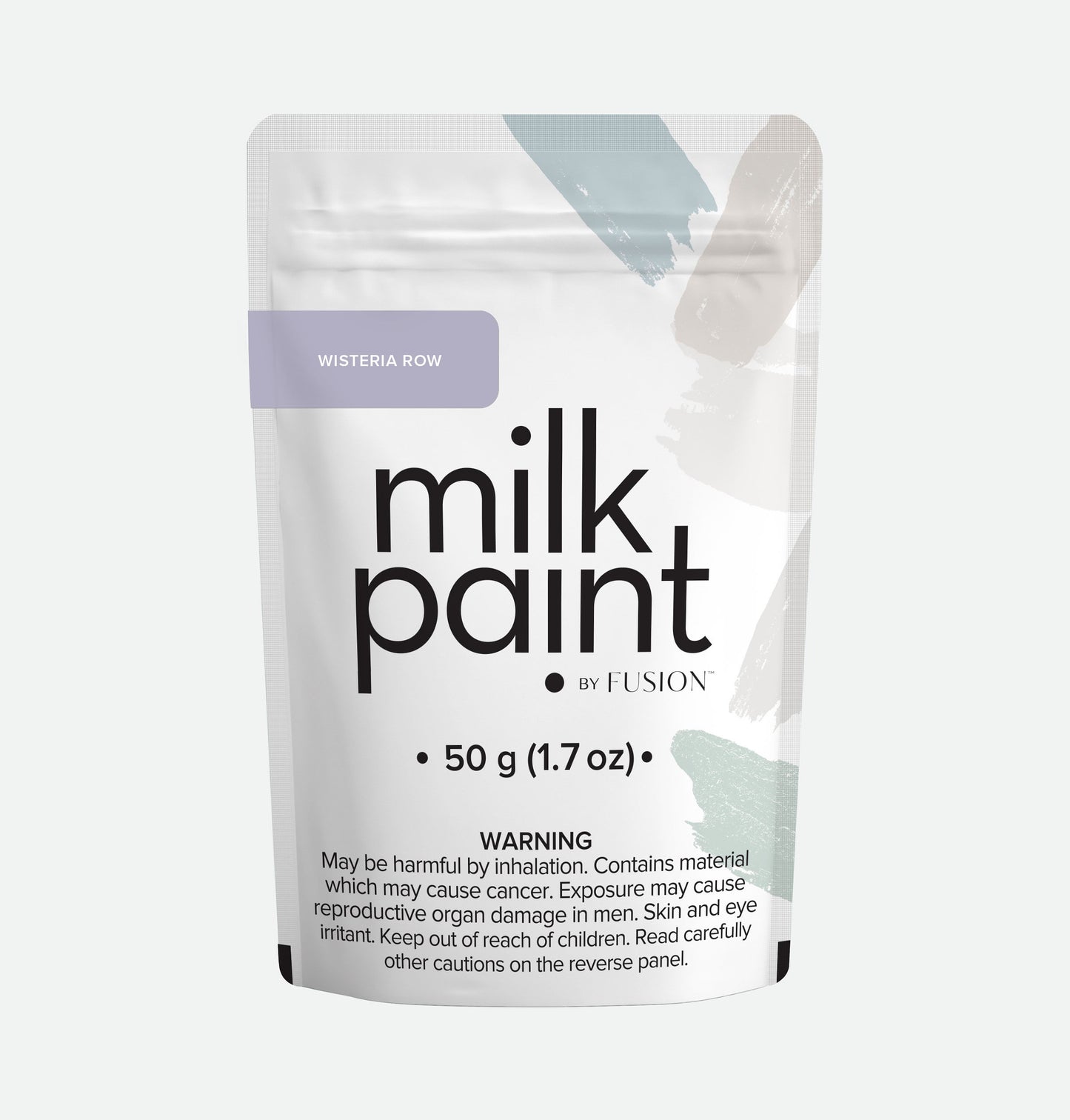 Packaging of milk paint by Fusion on a white background