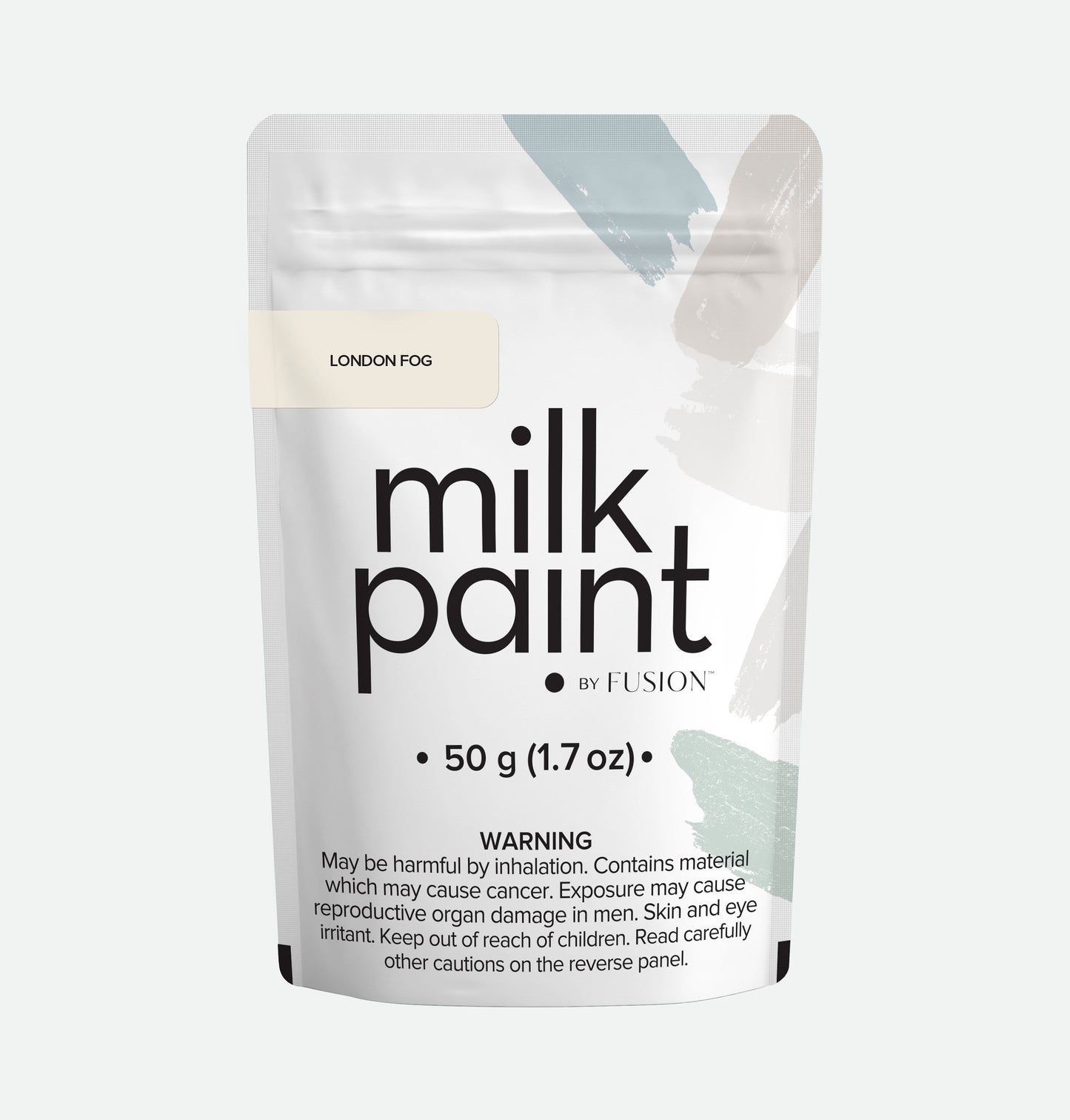 Packaging of milk paint by Fusion with a white background