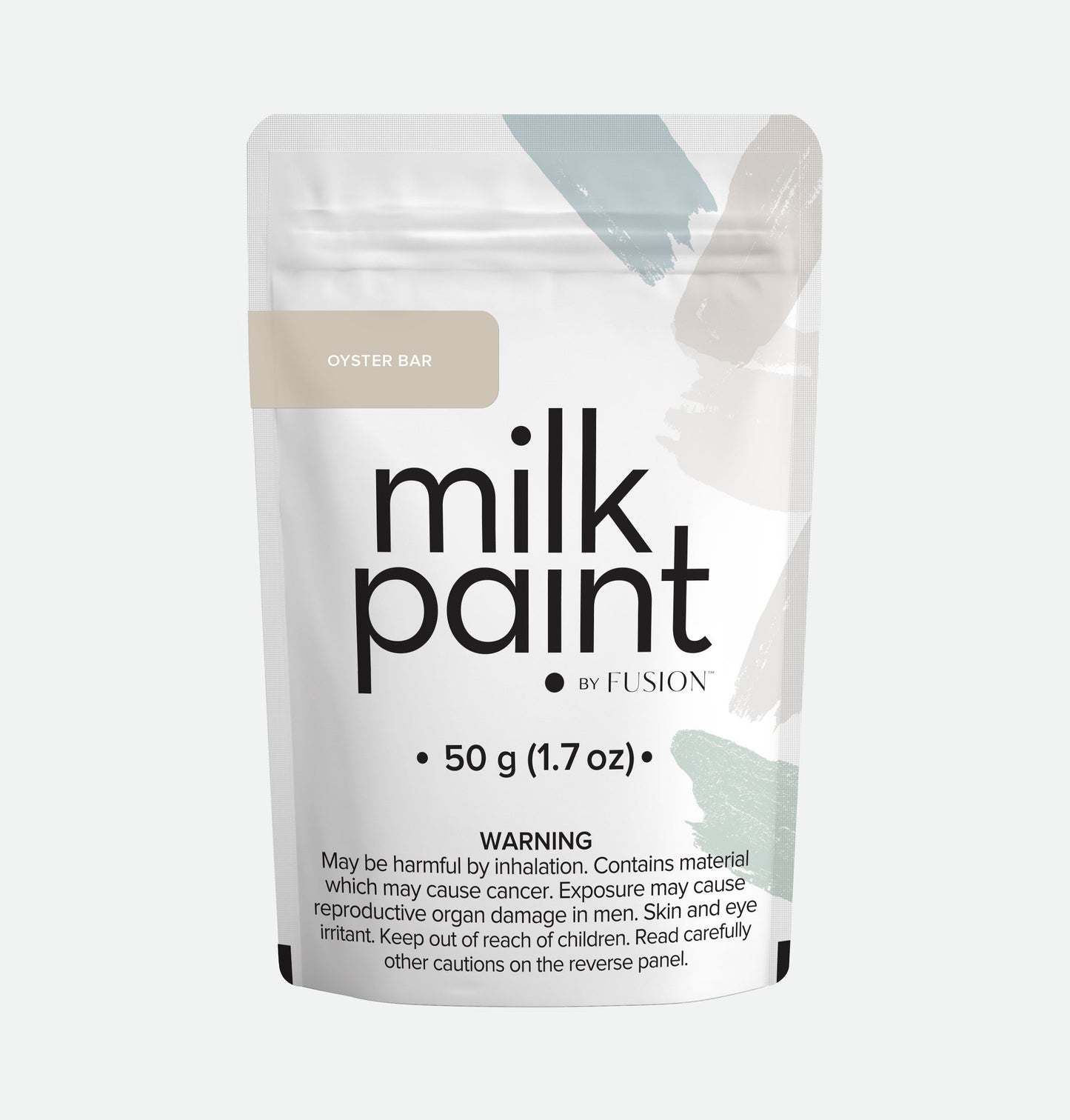 Packaging of milk paint by Fusion on a white background