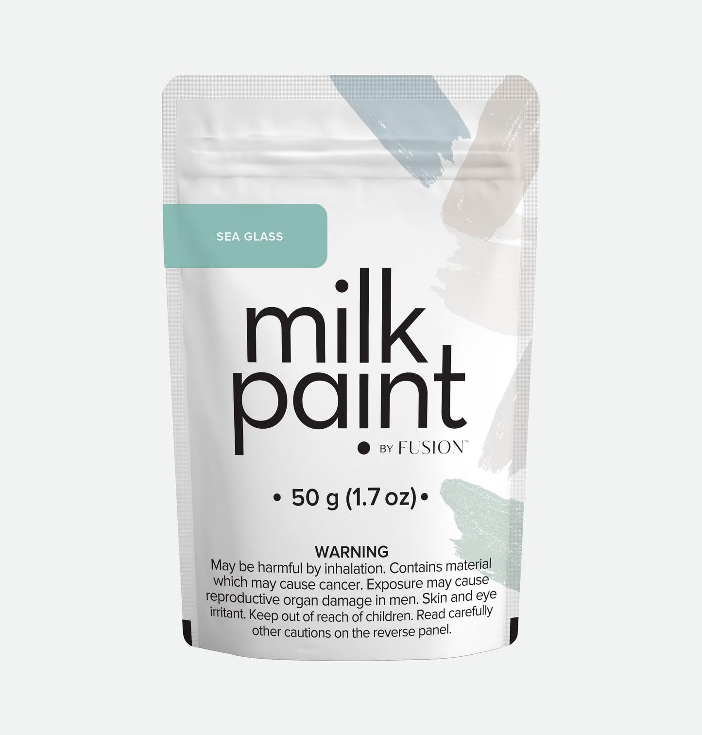 Packaging of milk paint by Fusion with a white background