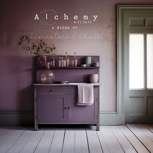 A jar of Alchemy by Fusion chalk paint in a thistle purple color.