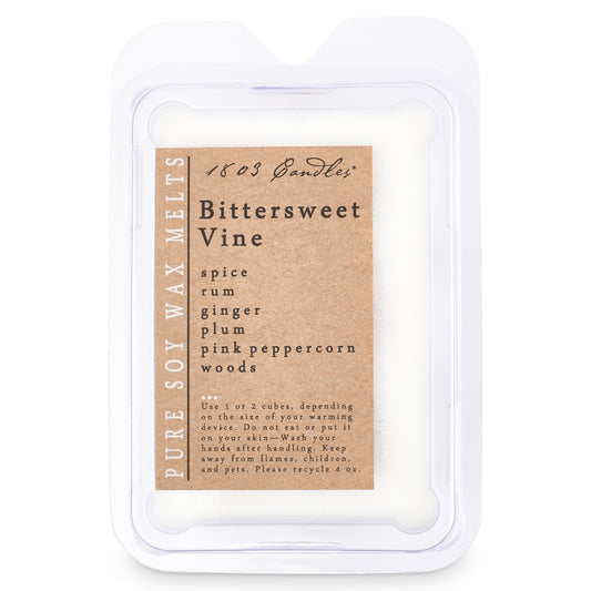 Bittersweet Vine wax melt packaging with a label on a white background