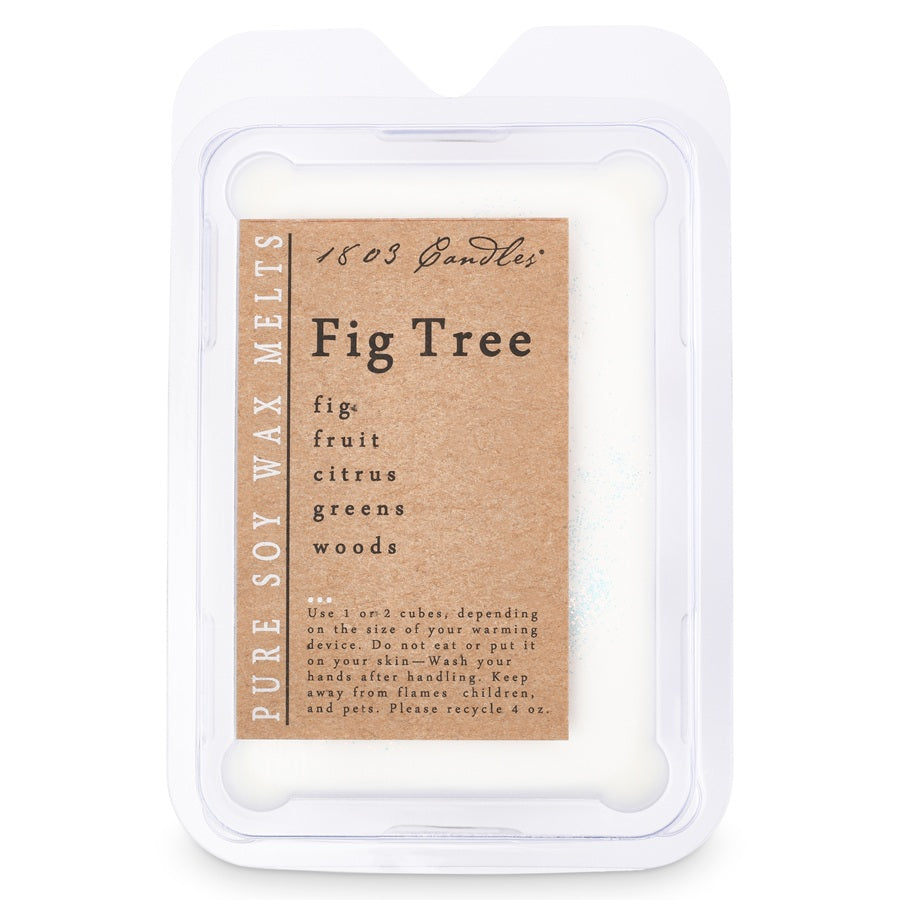 Wax melt package labeled 'Fig Tree' with a white background