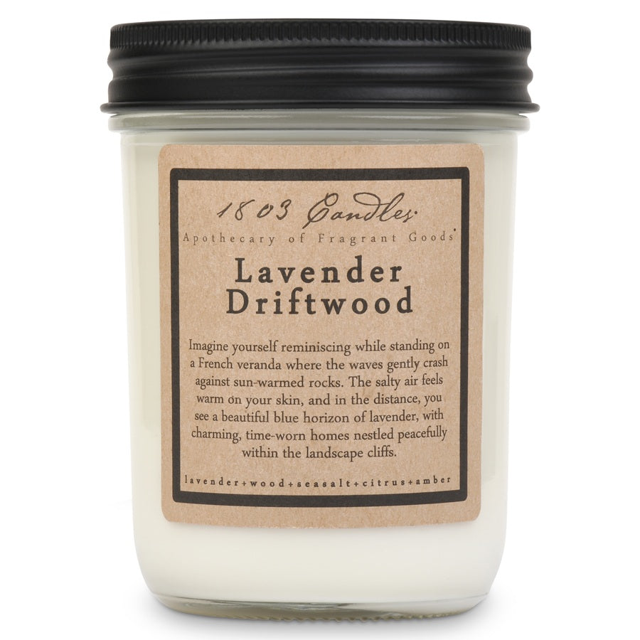Candle with a label on a white background