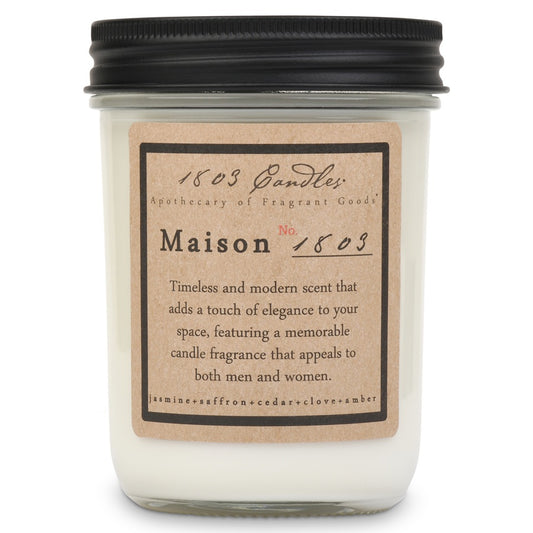 Candle with a label on a white background